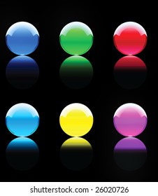 Web shiny buttons on black background. Vector illustration