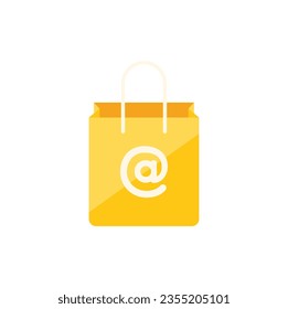 Web shop bag icon flat vector. Store card. Internet business isolated