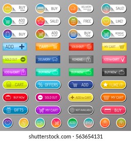 Web shop buttons isolated vector.