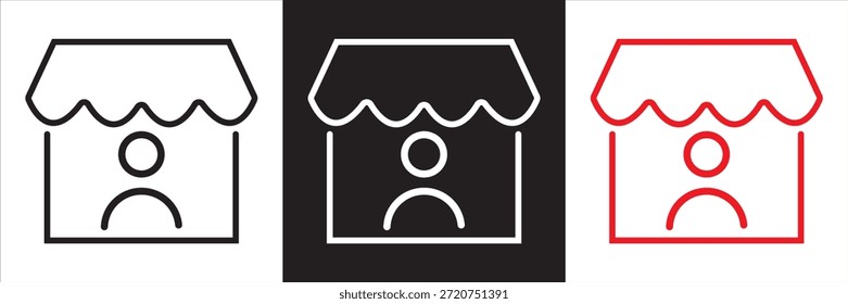 Conjunto de iconos de tienda de Web para interfaz de comercio electrónico. Iconos mínimos de la tienda de Web que muestran el Carrito, la estrella, el sobre y los símbolos de la tienda, diseñados para Sitios web de comercio electrónico, App e interfaces de compras en línea. EPS10AI.


