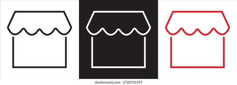 Web Shop Icons Set for Ecommerce Interface. Minimal web shop icons showing cart, star, envelope, and store symbols, designed for ecommerce websites, apps, and online shopping interfaces.EPS10AI.

