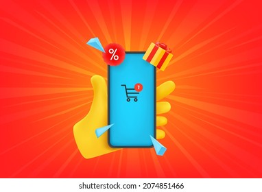 Web shopping concept. Comic style vector illustration