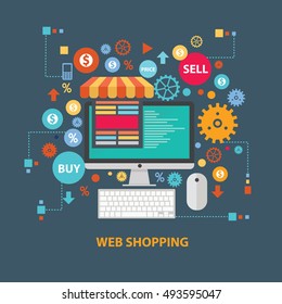 
Web shopping concept design on clean background,clean vector