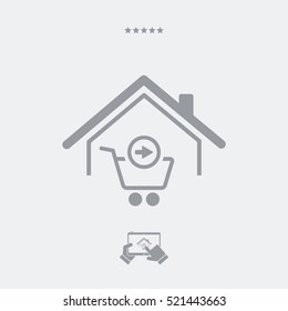 Web shopping and delivery to home - Vector web icon