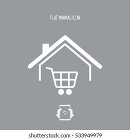 Web shopping and delivery to home - Vector web icon