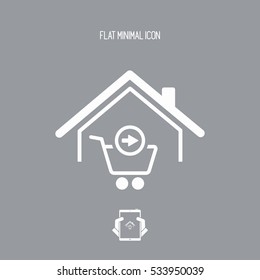Web shopping and delivery to home - Vector web icon
