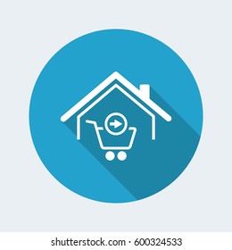 Web shopping and delivery to home - Vector web icon