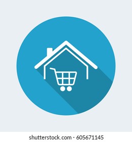 Web shopping and delivery to home - Vector web icon