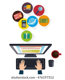 web shopping ecommerce online icon vector illustration design