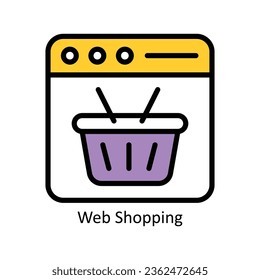Web Shopping Vektorgrafik ausgefüllte Umriss Design-Illustration. Symbol für Ereignisverwaltung auf weißem Hintergrund EPS10-Datei
