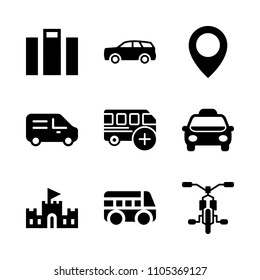 web, side, beautiful and tire icons in Travel vector set. Graphics for web and design