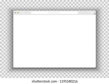Web Simple Browser window white, transparent background, flat. Simple browser window, flat vector. Browser Window Flat Vector Icon Window Internet browser. Simple, flat style. Graphic vector 