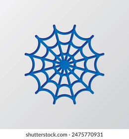 Web simple icon. Flat design. Paper cut design. Cutted blue symbol with shadow. Gray background.ai