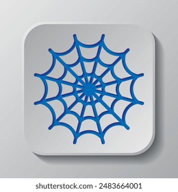 Web simple icon. Flat design. Paper cut design. Cutted blue symbol with shadow. Gray badge button, gray background.ai
