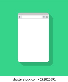 Web Simple Mobile Browser Window White, Green Background, Flat