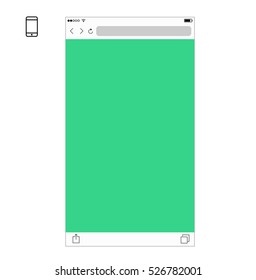 Web Simple Mobile Browser Window. Flat Style. Abstract Design For Smartphone