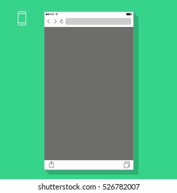 Web Simple Mobile Browser Window. Flat Style. Abstract Design For Smartphone