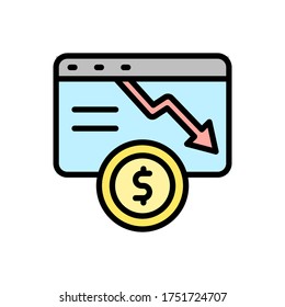 web site arrow coin dollar icon. Simple color with outline vector elements of bankruptcy icons for ui and ux, website or mobile application