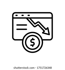 web site arrow coin dollar icon. Simple line, outline vector elements of bankruptcy icons for ui and ux, website or mobile application
