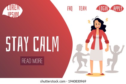 Web site banner template for working mothers, flat vector illustration.