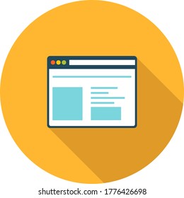 Web site, browser flat icon on orange background, vector symbol