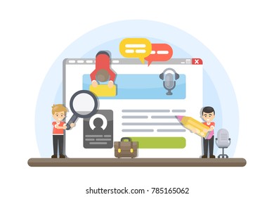 Web site building. People creating interface and functions.