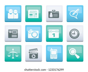 web site, computer and business icons over color background - vector icon set