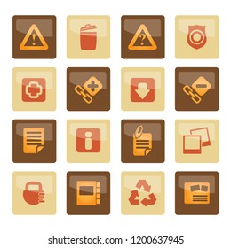 Web site and computer Icons over brown background - vector icon set