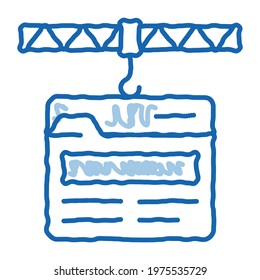 web site construction sketch icon vector. Hand drawn blue doodle line art web site construction sign. isolated symbol illustration
