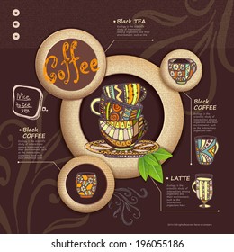 Web site design. Decorative cup of coffee