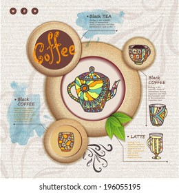 Web site design. Decorative cup of coffee
