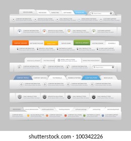 Web site design menu navigation elements with icons set:Navigation menu bars