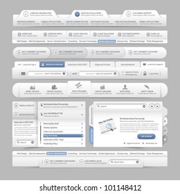 Web site design menu navigation elements with icons set:Navigation menu bars