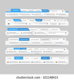 Web site design menu navigation elements with icons set:Navigation menu bars