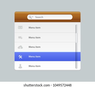 Web site design menu navigation elements with icons set