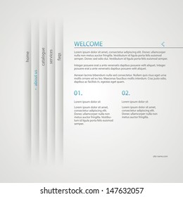 Web site design, with menu navigation elements in minimal style.