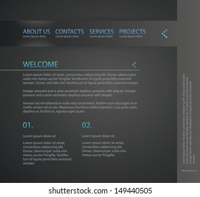 Web site design, with menu navigation elements in minimal style.