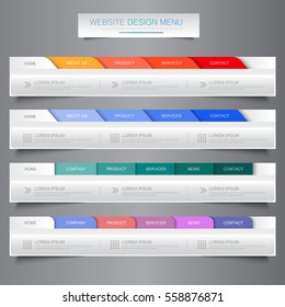 Web site design menu navigation elements with icons set: Navigation menu bars,vector design element eps10 illustration