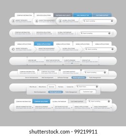Web site design menu navigation elements with icons set: Navigation menu bars