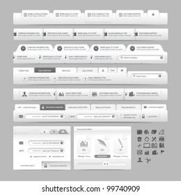 Elementos de navegación del menú de diseño del sitio Web con iconos definidos: Barras del menú Navegación