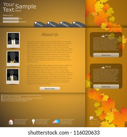 web site design template with autumn leaf