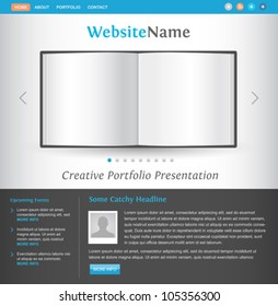 web site design template - book pages view - creative layout for portfolio showcase - easy editable vector