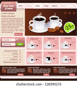 Web site design template, coffee house theme