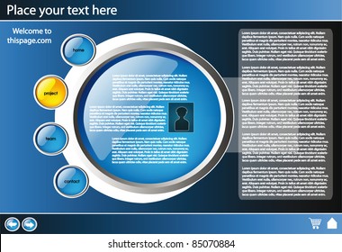 web site design template for company with black background and glossy buttons