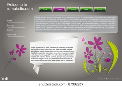 web site design template for company with frame, glossy buttons and origami template