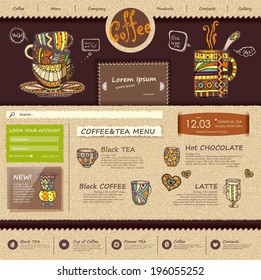 web site design template. Decorative cup of coffee