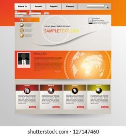 Web site design template, with dot pattern earth globe, vector