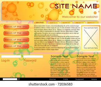 Web site design template. Easy editable, all elements are on different layers