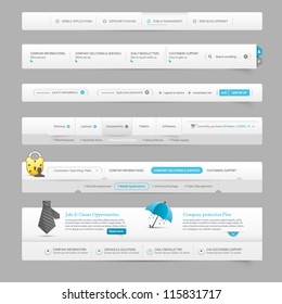 web site design template navigation elements with icons