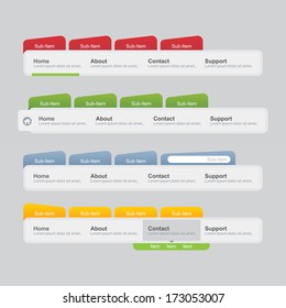 Web site design template navigation elements panel menu bar